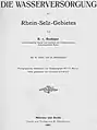 Zur Wasser-versorgung des Rhein-Selz-Gebiets