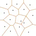 Voronoi-Diagramm der gleichen Menge von Punkten.