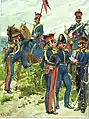 Rote Doppellampassen des württembergischen 3. Reiter-Regiments 1825.
