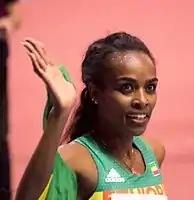 Titelverteidigerin Genzebe Dibaba musste sich hier mit Rang zwölf begnügen