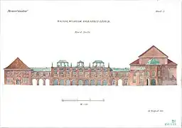 Fischer: Entwurf für das Kaiser-Wilhelm-Volkshaus, Nordseite (Fassade zum heutigen Holstentorplatz)