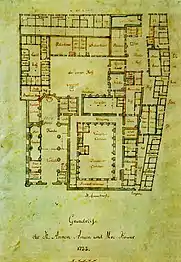 Grundriss des Erdgeschosses der Anlage, 1733