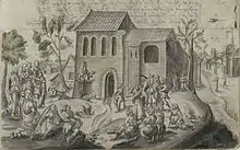 Bischof Gerold predigt vor der Kirche St. Johann auf dem Sande
