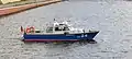 Boot WSP 24 Kormoran der Wasserschutzpolizei auf der Spree nahe dem Humboldthafen
