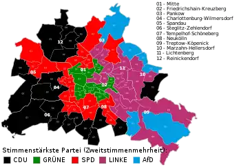 Zweitstimmenmehrheiten (stimmenstärkste Parteien)