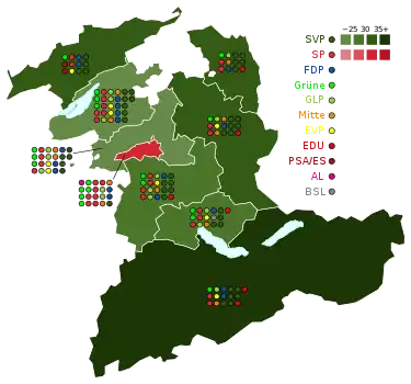 Stärkste Partei nach Wahlkreisen und Sitzverteilung