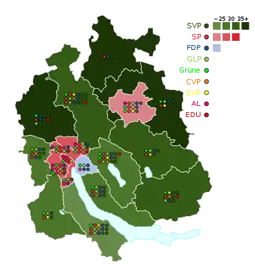 Stärkste Partei nach Wahlkreisen und Sitzverteilung