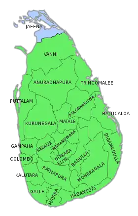 Mehrheiten in den 22 Wahlkreisen:﻿Jayawardene (UNP)﻿Kobbekaduwa (SLFP)