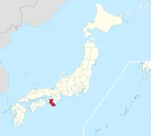 Lage der Präfektur Wakayama in Japan