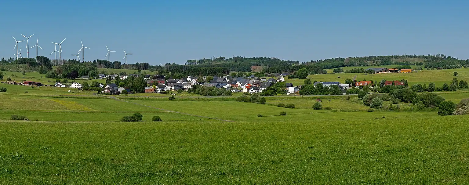 Blick von Osten über Waldaubach auf die Fuchskaute