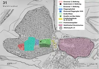 Detailplan des Waldfriedhofs.