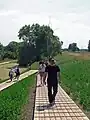 Tadashi Kawamata auf dem Weg zum Turm