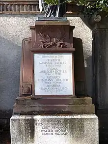 Walter Morath (1918–1995), Kabarettist. Familiengrab Mulisch-Sattler-Hemmann-Leber Wolfgottesacker, Basel. Grabmal von Steinbildhauer Oscar Lippe