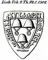 Ältestes Familienwappen, Siegel des Ritters Dietrich Ketelhot aus dem Jahre 1302 „S (igillum) Tiederuci K(etelhot) MILITIS“