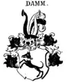 Wappen derer von Damm bei Siebmacher (hier mit drei Straußenfedern auf dem Helm)