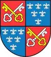 Wappen des „Landes Berchtesgaden“ ab 17. Jahrhundert bis 1803, dem die Fürstpröpste jeweils ihr Wappen als Mittelschild anfügten.