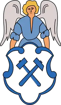 Engel als Schildhalter im Wappen der Stadt Falkenstein/Vogtl.