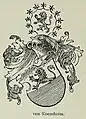Wappen der Herren von Koensheim, mittig geteilt mit schreitendem Löwen