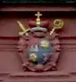 Wappen Johann Gottfried von Guttenbergs am Portal der Pfarrkirche St. Vitus (Veitshöchheim)