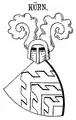 Wappen der Kürn mit alternativer Helmzier in Siebmachers Wappenbuch (1884)