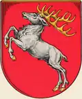 steigend (Landkreis Alfeld/Leine, Siedlungsgebiet der Cherusker, ihr Stammesname wird von „cherut“ = Hirsch abgeleitet)