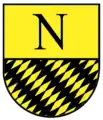 In geteiltem Schild oben in Gold der schwarze Großbuchstabe N, unten von Schwarz und Gold [schräglinks] gerautet Nassau (Main-Tauber-Kreis)