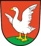 Die Gans im Wappen von Putlitz, Brandenburg (siehe auch Adelsgeschlecht Gans zu Putlitz)
