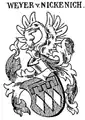 Vermehrtes Wappen des Engelbert Weiher zu Nichenich (1439)