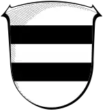 Wappen der Grafen von (Ober-)Isenburg,ab ca. 1800 zu Ysenburg und Büdingen in Büdingen