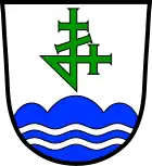 … eine grüne Hausmarke mit Kreuzkopfvierfußschaft und erhöhter linker Mittelkreuzstrebe, Vierfuß hintenendig gekreuzt (Bernau am Chiemsee)