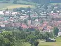 Blick auf den alten Ortskern von Angersbach mit Kirche