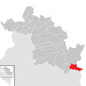 Lage der Gemeinde Warth (Vorarlberg) im Bezirk Bregenz (anklickbare Karte)