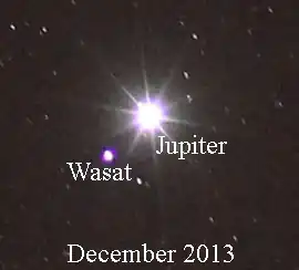 Wasat in der Nähe von Jupiter im Dezember 2013