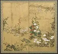 Stellschirm mit Blumen
