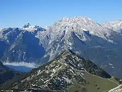 Blick vom Hohen Brett auf den Jenner. Im Hintergrund der Watzmann