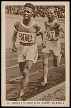 Im Zweikampf zwischen Ville Ritola und Paavo Nurmi lag zu diesem Zeitpunkt des Rennens der spätere Olympiazweite Ritola noch vorn