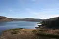Blick vom Staudamm über die Wehebachtalsperre