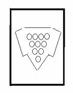 Weinbausymbolik von Erich Henschel, Dreieckssymbol für Weinblatt, Kreissymbole für Weintrauben.