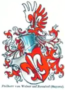 Stammwappen der Freiherren von Welser auf Neunhof (Bayern),  zwischen 1900 und 1920
