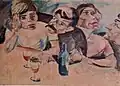 Wendt, Zwei Paare beim Wein, 1927, Aquarell 63,5 × 90 cm