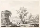 Landschaft mit Reisenden