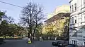 Der Arenbergpark mit dem Haus Boerhaavegasse 1 / Dannebergplatz 9