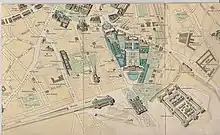 Lageplan Süd- und Ostbahnhof inkl. Arsenaltunnel um 1937