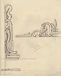 links: Entwurf Ornamente Art déco, 1926  rechts: Entwurf Nähtischchen Art déco, 1928