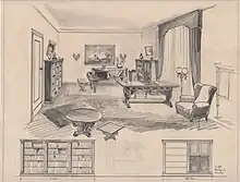 Perspektive Wohnraum altdeutsch, 1938