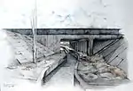 Eingesargte Landschaft, Bleistift-/Buntstiftzeichnung, 1988
