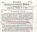 Bekanntmachung der Übernahme des Gouverneurs-Postens am 4. Juli 1815