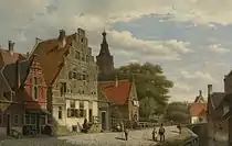 Kinder und Reisende entlang eines Kanals, 1868