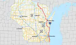 Karte der Wisconsin State Highway 32