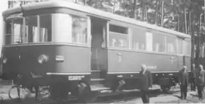 historisches Foto des Triebwagens Wittlager Kreisbahn T2